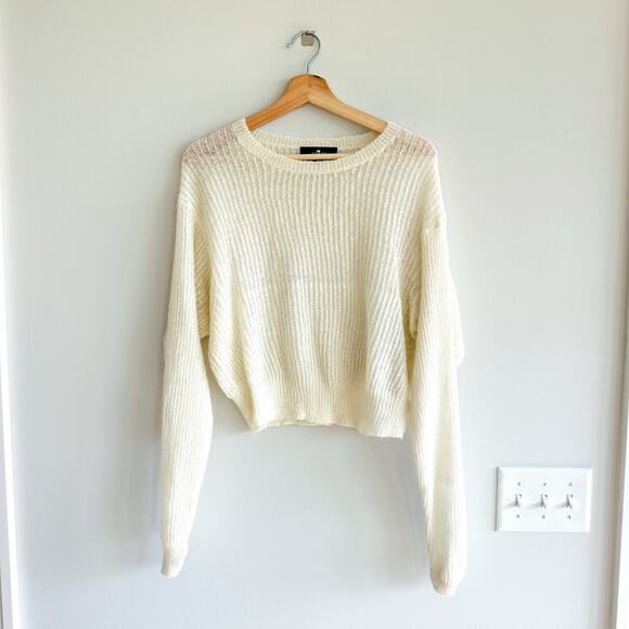 7 For All Mankind Soft Knit Cropped Sweater Cream S - Picture 1 of 6